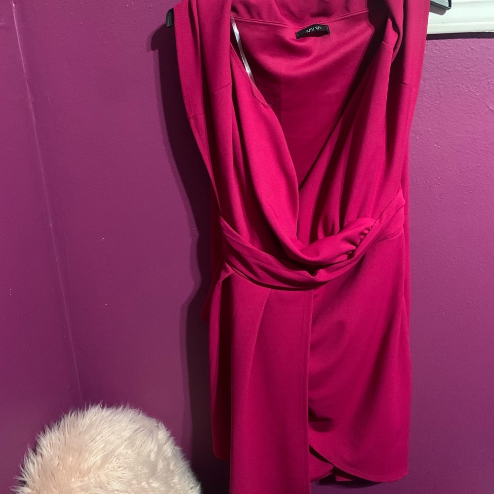 Hot pink Cocktail Off-shoulder sweetheart dress with side drape